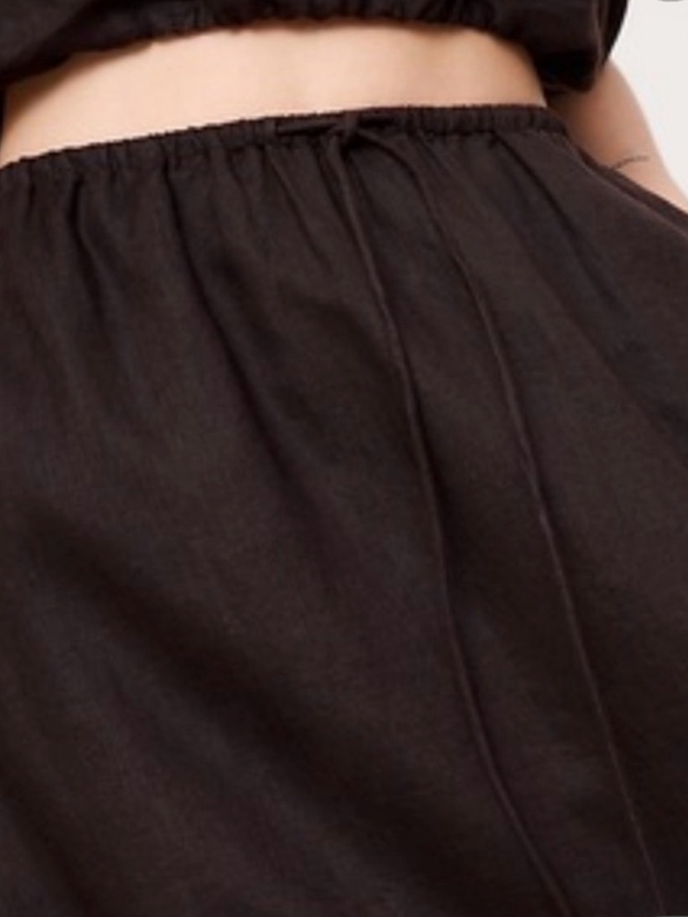 NWT! BANANA REPUBLIC GANACHE BROWN LINEN DRAWSTRING MAXI SKIRT - LARGE 🌅4️⃣ - Picture 3 of 6